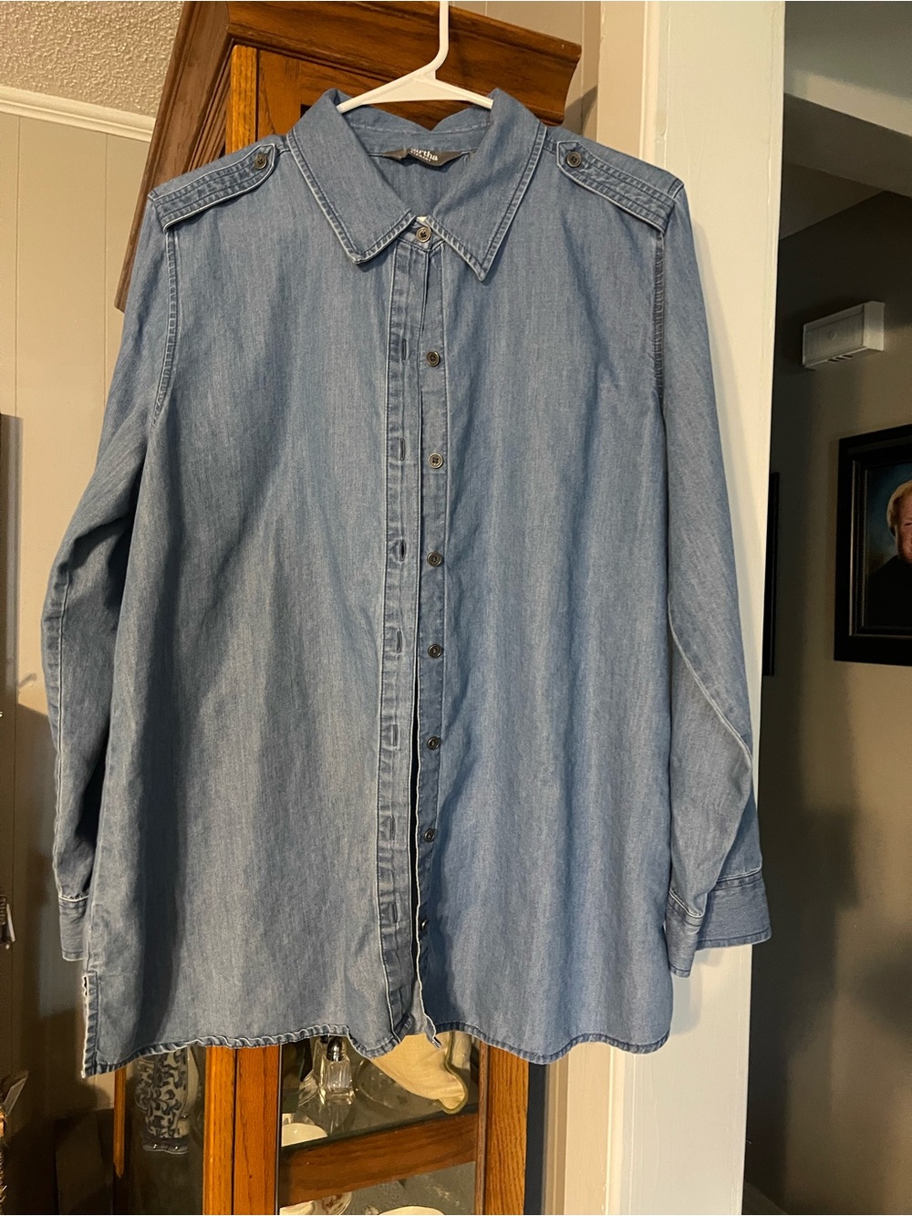 Martha Stewart Blue Denim Button-Up Shirt